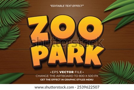 zoo park game 3d text effect editable modern and playful