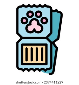 Zoo pass icon outline vector. Jungle ticket. Fun event color flat