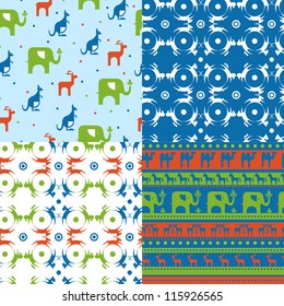 zoo. pattern with animals. Animals silhouette vector pattern. set of backgrounds with animals