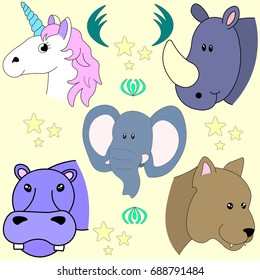 Zoo pattern for cups, t-shorts, cards, wallpapers
