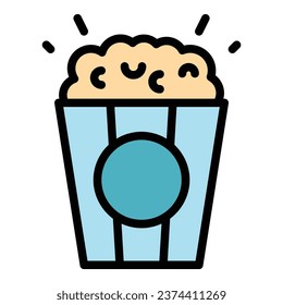 Zoo popcorn bag icon outline vector. Jungle ticket. Pass card color flat