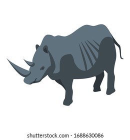 Zoo rhinoceros icon. Isometric of zoo rhinoceros vector icon for web design isolated on white background
