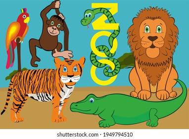 346 Tiger Elephant Monkey Snake Parrot Images, Stock Photos & Vectors ...