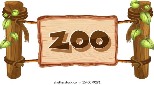 Zoo sign on white background illustration