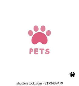 Zoo store logo. Goods for animals symbol. Paw print logo