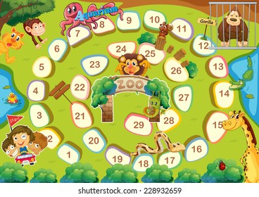 Zoo Themed Board Game With Numbers