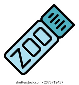 Zoo ticket icon outline vector. Animal pass. Token event color flat