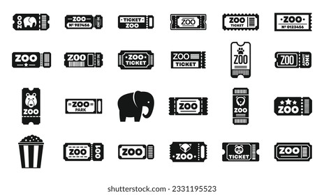 Zoo ticket icons set simple vector. Animal monkey. Nature ticket