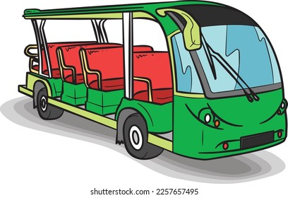Zoo Tour Bus Heavy Vehicle Transportation Vector Illustration
