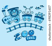 zoo train - vector illustration for children - monochrome style.
