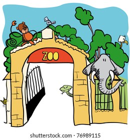 Zoo - Vector cartoon illustration - animals