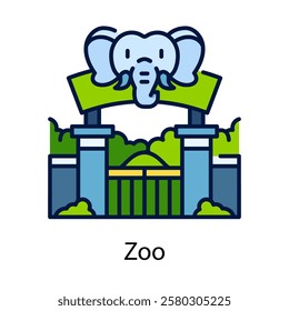 zoo vector icon design illustration, filled line style