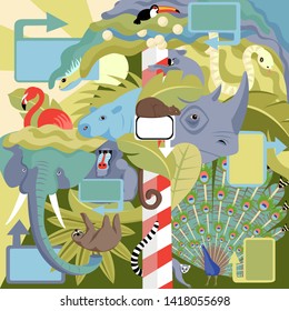 zoo. vector illustration of wild animals. the concept of images of animals in the wild