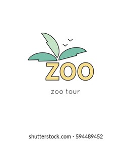 Zoo vector thin line icon. Colored isolated symbol. Logo template, element for travel agency products, tour brochure, excursion banner. Simple mono linear modern design.