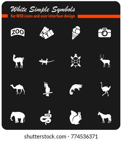 zoo white web icons for user interface design