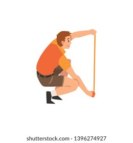 Zoo Worker or Veterinarian with Measuring Tape, Professional Zookeeper Character Caring of Animal Vector Illustration