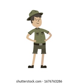 Zookeeper Isolated On A White Background. Vector Cartoon Illustration. 