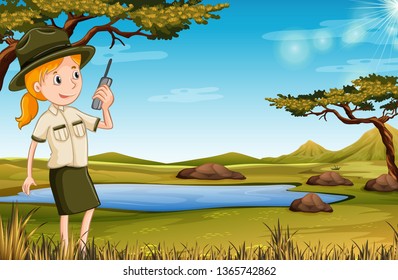 Zookeeper in the nature illustration