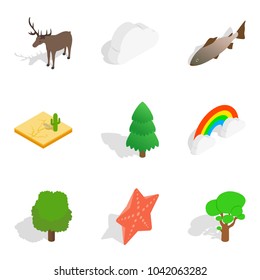 Zoological icons set. Isometric set of 9 zoological vector icons for web isolated on white background