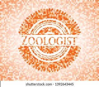 Zoologist abstract orange mosaic emblem