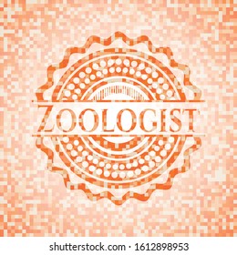 Zoologist abstract orange mosaic emblem