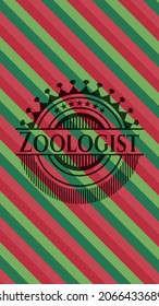 Zoologist christmas colors badge. Vector Illustration. Detailed. 