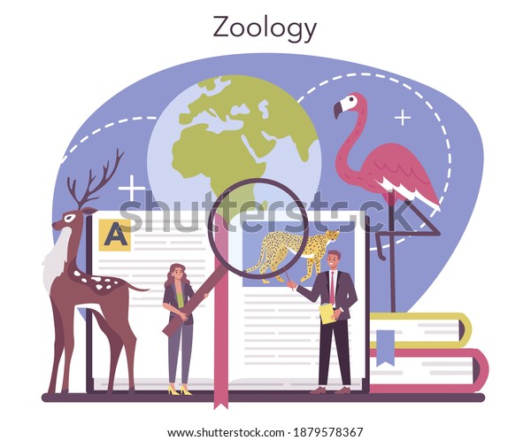 Zoologist concept.\
Scientist exploring and studying fauna. Wild animal studying and\
protection, naturalist going on expedition to wild nature. Isolated\
vector illustration