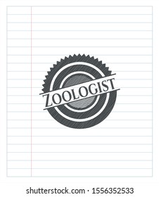 Zoologist emblem draw with pencil effect. Vector Illustration. Detailed.