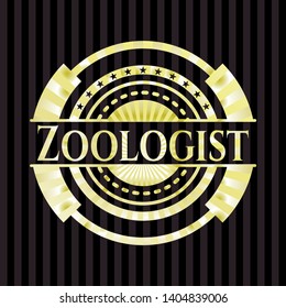 Zoologist gold shiny emblem. Vector Illustration. Detailed.