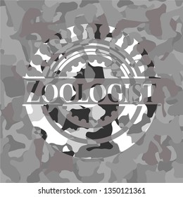 Zoologist grey camouflaged emblem