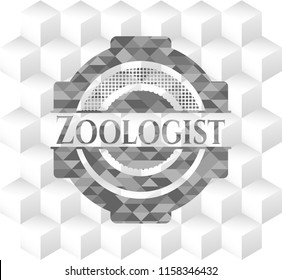 Zoologist grey emblem with geometric cube white background