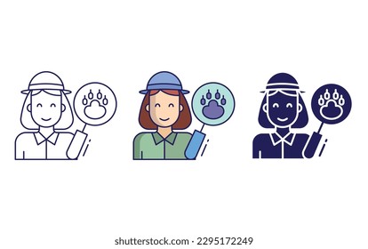 Zoologist line and solid illustration icon