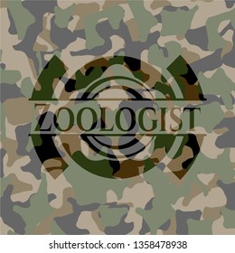 Zoologist on camouflaged pattern