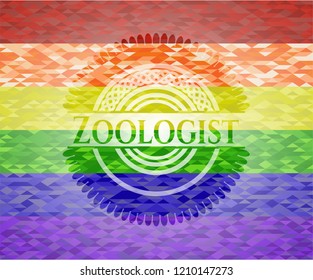 Zoologist on mosaic background with the colors of the LGBT flag