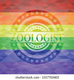 Zoologist on mosaic background with the colors of the LGBT flag