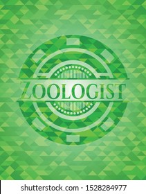 Zoologist realistic green mosaic emblem. Vector Illustration. Detailed.