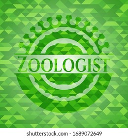 Zoologist realistic green mosaic emblem. Vector Illustration. Detailed.