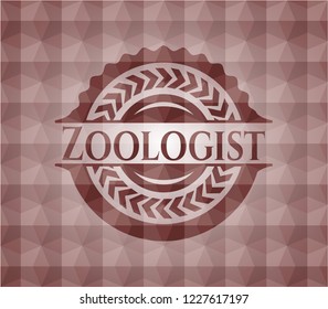 Zoologist red seamless emblem with geometric background.