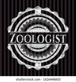 Zoologist silver badge. Vector Illustration. Mosaic.