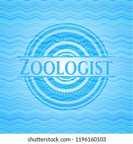 Zoologist water concept style badge.