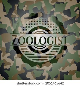 Zoologist written on a camo texture. Vector Illustration. Detailed. 