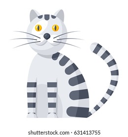 Zoology concept with cute cat, vector illustration in flat style