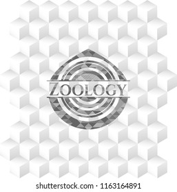 Zoology grey emblem with geometric cube white background