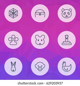 Zoology Icons Set. Collection Of Bear, Hen, Serpent And Other Elements. Also Includes Symbols Such As Hen, Mouse, Hare.