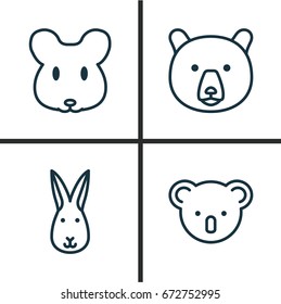 Zoology Icons Set. Collection Of Bunny, Rat, Marsupial And Other Elements. Also Includes Symbols Such As Grizzly, Rabbit, Mice.