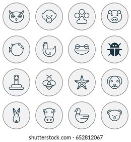 Zoology Icons Set. Collection Of Claw Print, Bumblebee, Puppy And Other Elements. Also Includes Symbols Such As Poultry, Honey, Dog.
