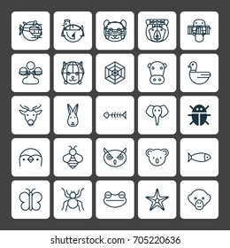 Zoology Icons Set. Collection Of Diver, Claw Print, Cobweb And Other Elements. Also Includes Symbols Such As Koala, Bee, Rabbit.