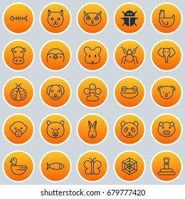 Zoology Icons Set. Collection Of Kitten, Trunked Animal, Serpent And Other Elements. Also Includes Symbols Such As Rat, Insect, Serpent.