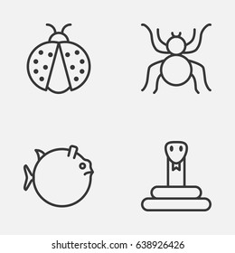 Zoology Icons Set. Collection Of Ladybird, Serpent, Spider And Other Elements. Also Includes Symbols Such As Insect, Butterflyfish, Fish.