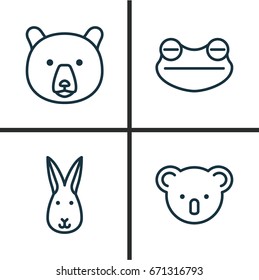 Zoology Icons Set. Collection Of Toad, Marsupial, Grizzly And Other Elements. Also Includes Symbols Such As Hare, Toad, Marsupial.